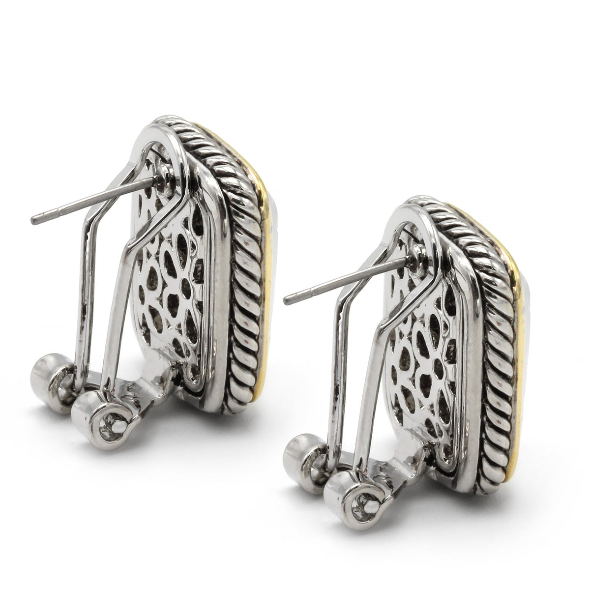 TWO TONE MOTHER OF PEARL ENGRAVED STUD EARRING #12505ER-MOP