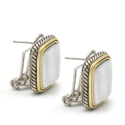 TWO TONE MOTHER OF PEARL ENGRAVED STUD EARRING #12505ER-MOP