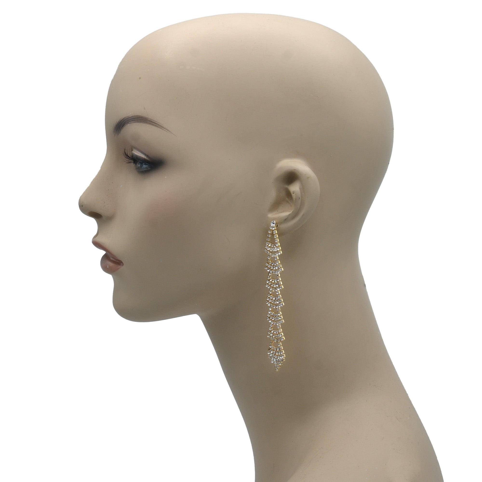 Rhinestones Crystal Chandelier Drop Earrings #SQ6025G (ID12)