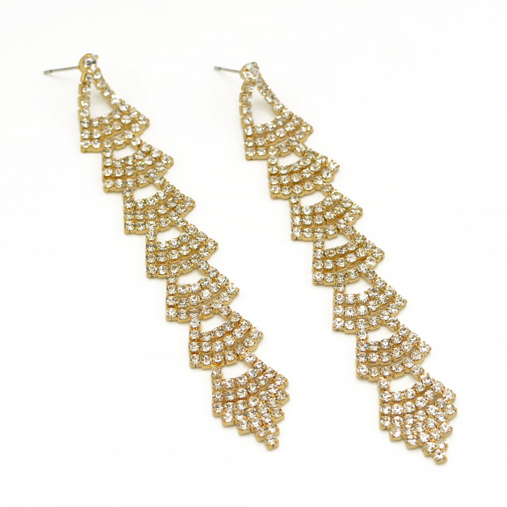 Rhinestones Crystal Chandelier Drop Earrings #SQ6025G (ID12/IF11)