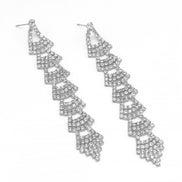 Rhinestones Crystal Silver Chandelier Drop Earrings  #SQ6025S(IC12)