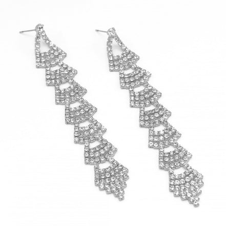 Rhinestones Crystal Silver Chandelier Drop Earrings  #SQ6025S(IC12/IF11)