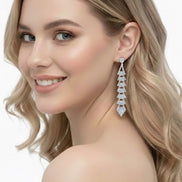 Rhinestones Crystal Silver Chandelier Drop Earrings  #SQ6025S(IC12)