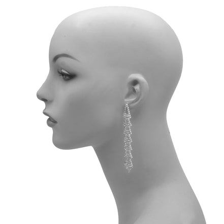 Rhinestones Crystal Silver Chandelier Drop Earrings  #SQ6025S(IC12/IF11)