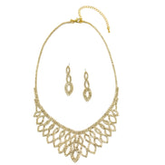 GOLD CRYSTAL CHOKER NECKLACE AND EARRINGS SET #SQ6027G (AF5/TF3)