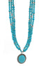 Antique Look Silver-Tone Multi-Strand Turquoise Beads And Oval Pendant Necklace #HNN88855-1 (LF22/DH4)