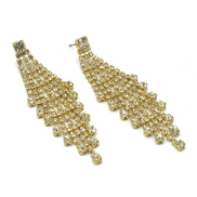 GOLD RHINESTONE CRYSTAL CHANDELIER EARRINGS #SQ6043G (GE16)