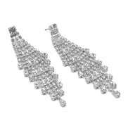 SILVER RHINESTONE CRYSTAL CHANDELIER EARRINGS #SQ6043S