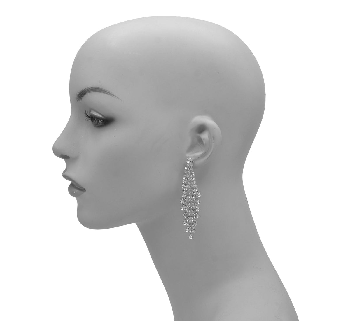 SILVER RHINESTONE CRYSTAL CHANDELIER EARRINGS #SQ6043S