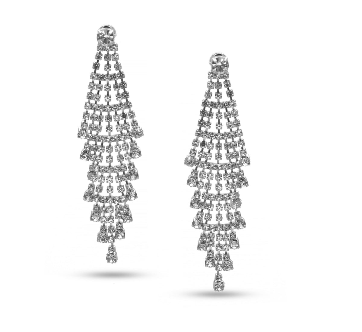 SILVER RHINESTONE CRYSTAL CHANDELIER EARRINGS #SQ6043S