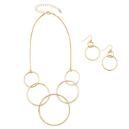 GOLD INTERLOCKING CIRCLE NECKLACE AND EARRINGS SET #HNN+E88835-1GD (AF3)