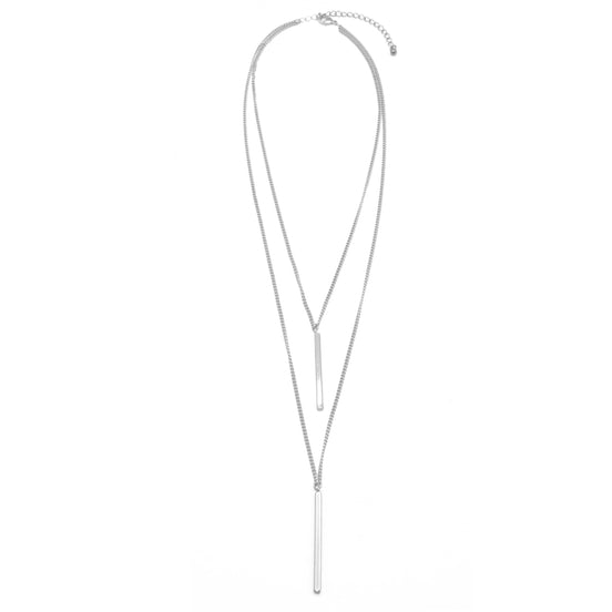 SILVER  VERTICAL BAR  LAYER NECKLACE# HNN89047SL
