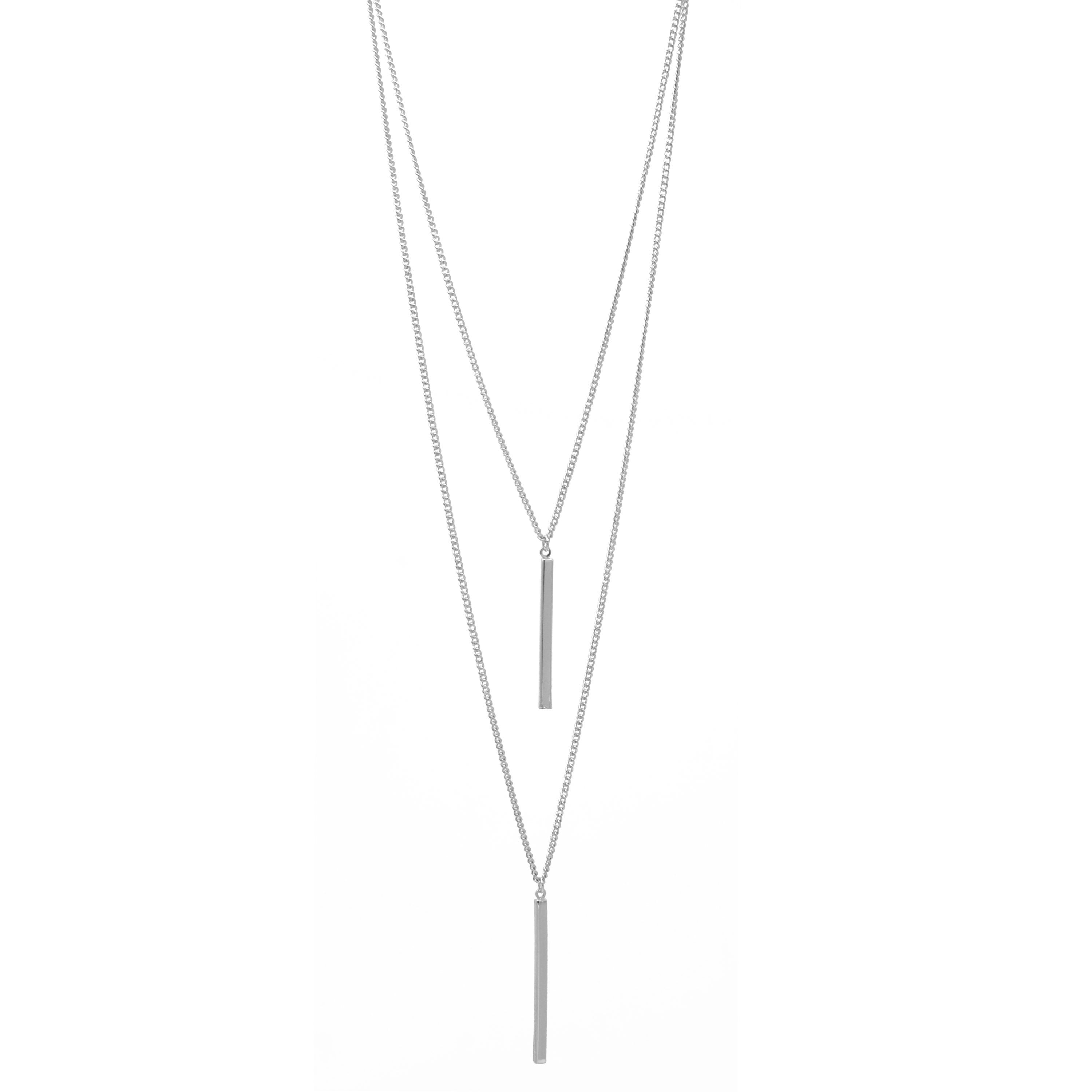 SILVER  VERTICAL BAR  LAYER NECKLACE# HNN89047SL