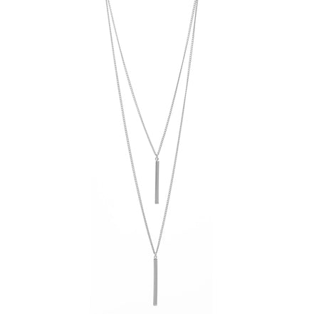 SILVER  VERTICAL BAR  LAYER NECKLACE# HNN89047SL