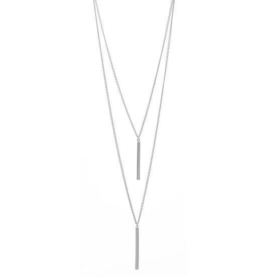 SILVER  VERTICAL BAR  LAYER NECKLACE# HNN89047SL