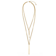 GOLD VERTICAL BAR  LAYER NECKLACE #HNN89047GD (RE19)