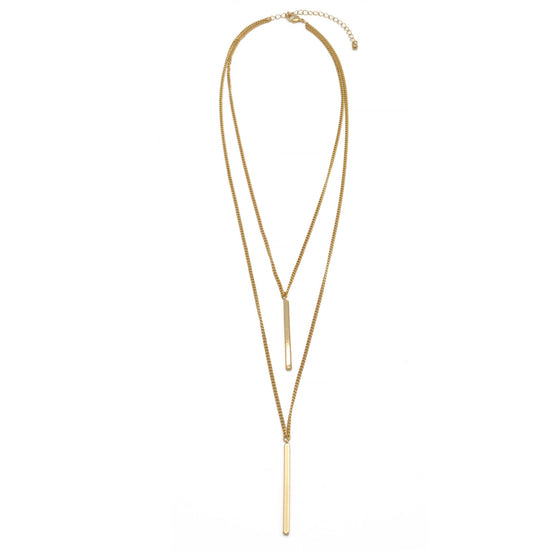 GOLD VERTICAL BAR  LAYER NECKLACE #HNN89047GD (RE19)