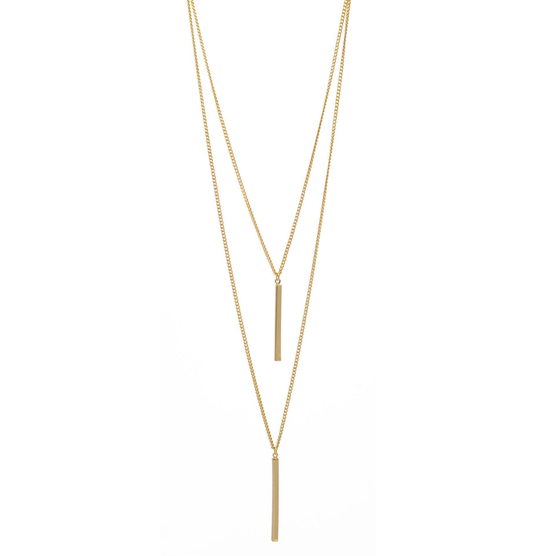 GOLD VERTICAL BAR  LAYER NECKLACE #HNN89047GD (RE19)