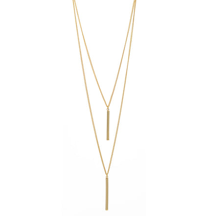 GOLD VERTICAL BAR  LAYER NECKLACE #HNN89047GD (RE19)