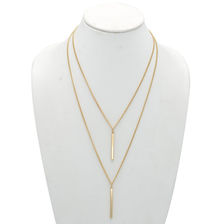 GOLD VERTICAL BAR  LAYER NECKLACE #HNN89047GD (RE19)