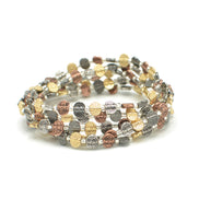 3TONE HAMMERED METAL BEAD MEMORY WIRE STRETCH BRACELET #HNB89049TR