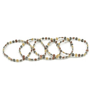 3TONE HAMMERED METAL BEAD MEMORY WIRE STRETCH BRACELET #HNB89049TR