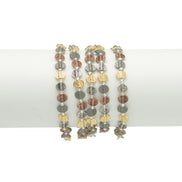 3TONE HAMMERED METAL BEAD MEMORY WIRE STRETCH BRACELET #HNB89049TR
