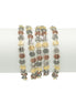 3TONE HAMMERED METAL BEAD MEMORY WIRE STRETCH BRACELET #HNB89049TR