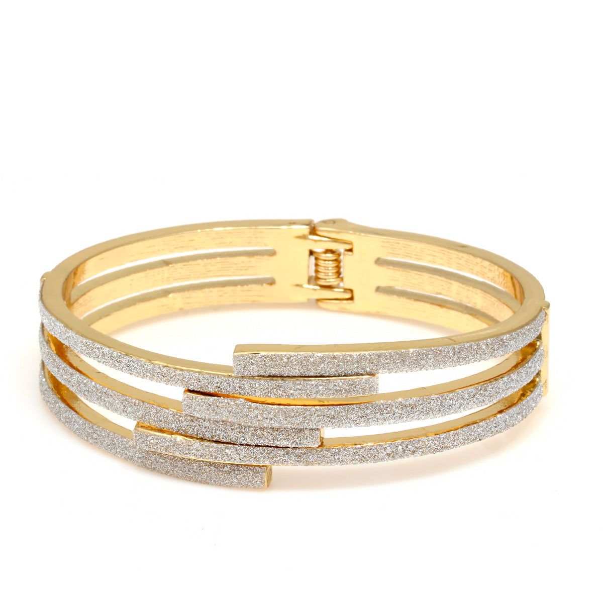 Gold glitter Oval hinge bracelet #SA-YS-104259GS(KA7-8)
