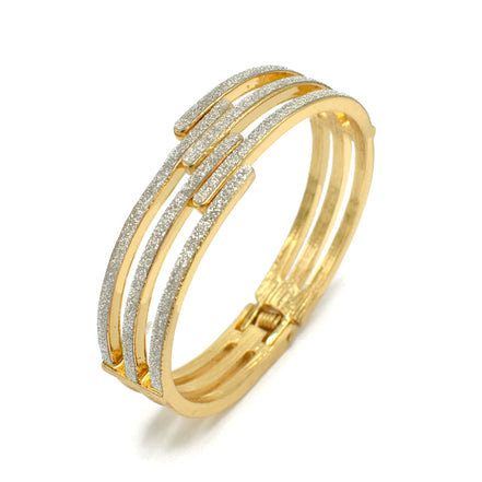 Women’s 2.5-Inch Oval Hinged Bangle Bracelet, Gold-Tone Multi-Row Cuff with Silver-Tone Sparkle Accents #SA-YS-104259GS(KA7-8)