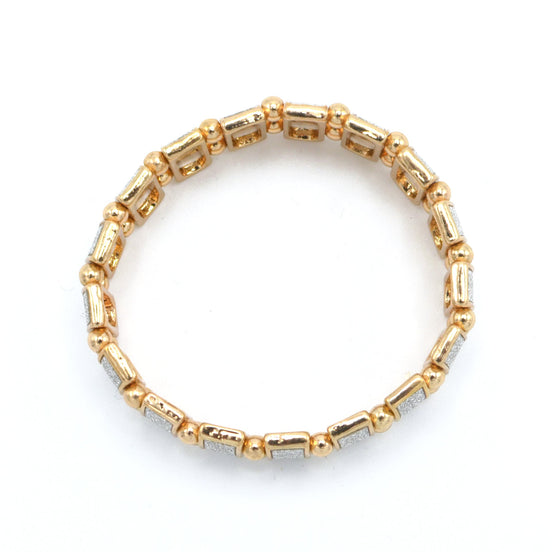GOLD RECTANGLE GLITTER MEMORY WIRE STRETCH BR #SQ321B-554 (NF17)