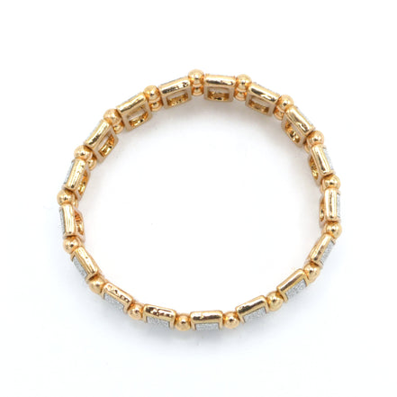 Women's Gold-Tone Wide Stretch Bracelet | Sparkling Pavé-Style Bar & Bead Elastic Cuff Bracelet | Elegant Fashion Jewelry #SQ321B-554 (NF17)