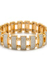 GOLD RECTANGLE GLITTER MEMORY WIRE STRETCH BRACELET #SQ321B-554 (NF17)