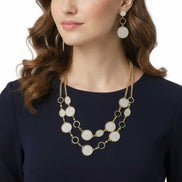 Stardust Elegance: Gold & Silver-Tone Sanded Glitter Statement Set#SQ4575-GLITTER (RH14/RB12)