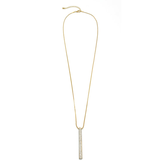GOLD GLITTER BAR PENDANT LONG NECKLACE #SQ351-N17042102A (NG10)