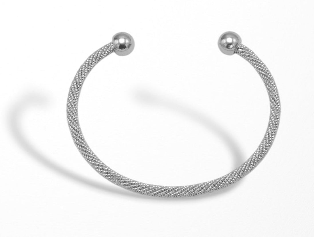 Rhodium Ball cuff Bracelet #SWKK-6093RHO (AE3/RG6/HD6/JH8)