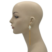Gold And  Cream Pearl Tassel Earrings #HNEE89293GDCR (GB18)