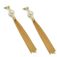 Gold And  Cream Pearl Tassel Earrings #HNEE89293GDCR (GB18)