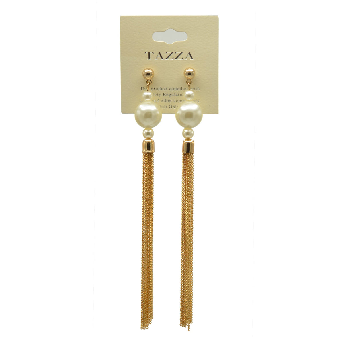Gold And  Cream Pearl Tassel Earrings #HNEE89293GDCR (GB18)