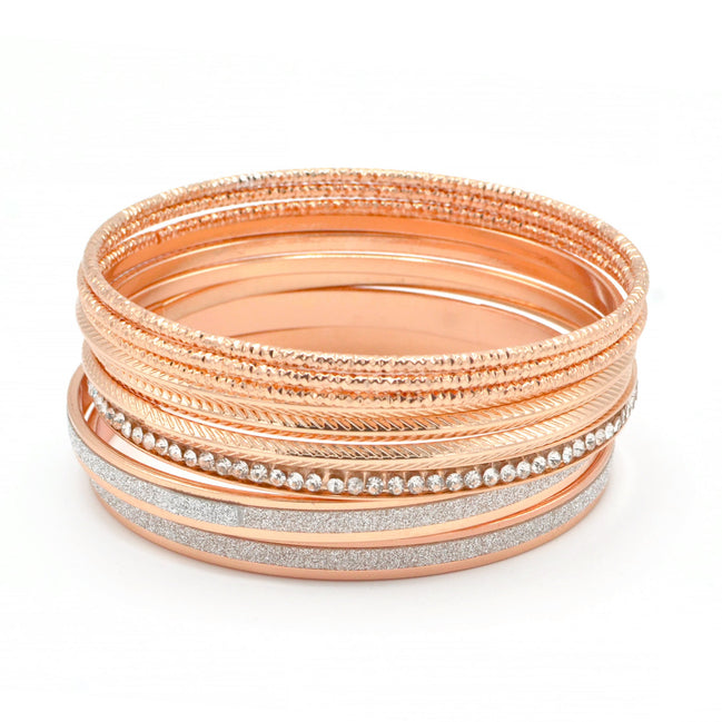 ROSE GOLD 9 PCS BRACELET SET#SQ349-2954RG (OB14)