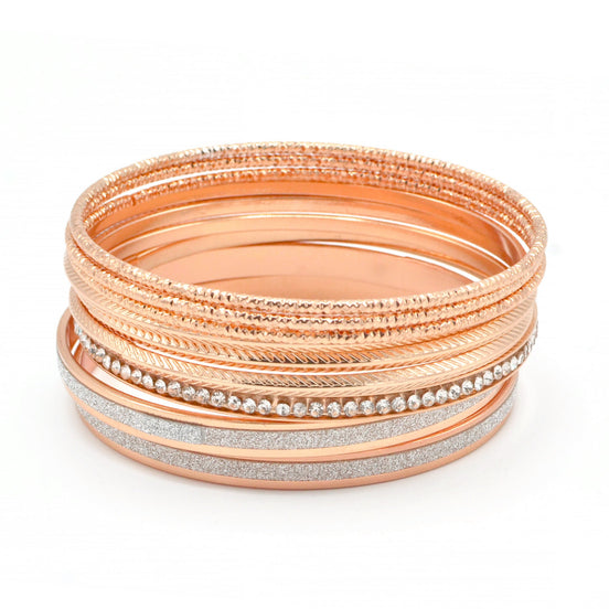 ROSE GOLD 9 PCS BRACELET SET#SQ349-2954RG (OB14)