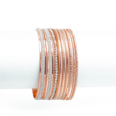 ROSE GOLD 9 PCS BRACELET SET#SQ349-2954RG (OB14)