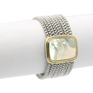 TWO TONE MOTHER OF PEARL MULTI STRANDS MAGNETIC CLASP BRACELET#12505BR-MOP