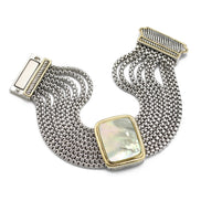TWO TONE MOTHER OF PEARL MULTI STRANDS MAGNETIC CLASP BRACELET#12505BR-MOP