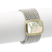 TWO TONE MOTHER OF PEARL MULTI STRANDS MAGNETIC CLASP BRACELET#12505BR-MOP(FC11)