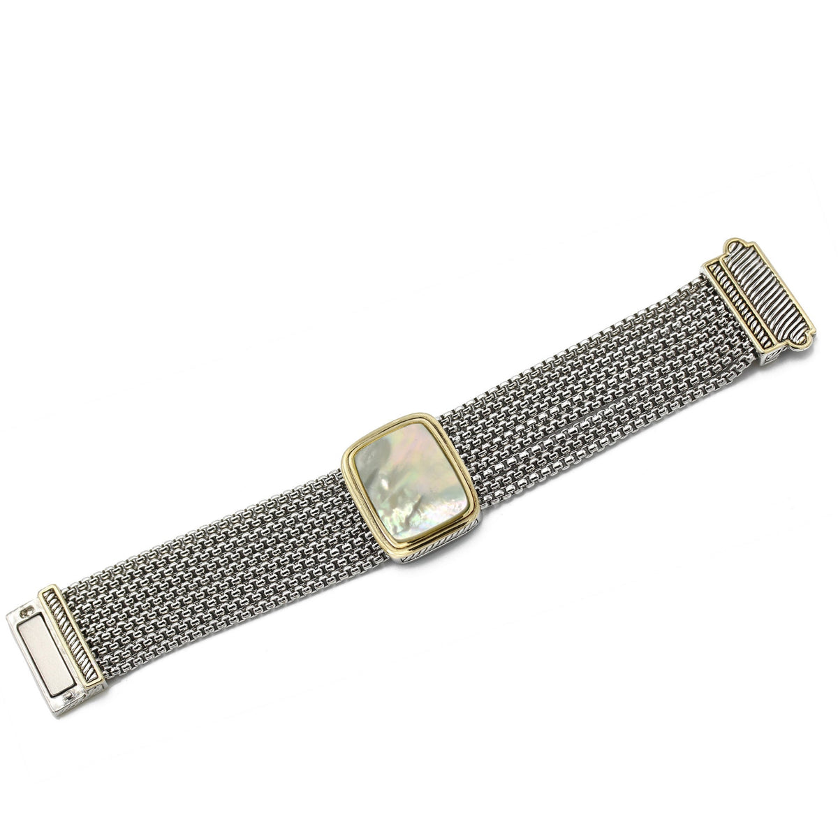 TWO TONE MOTHER OF PEARL MULTI STRANDS MAGNETIC CLASP BRACELET#12505BR-MOP(FC11)