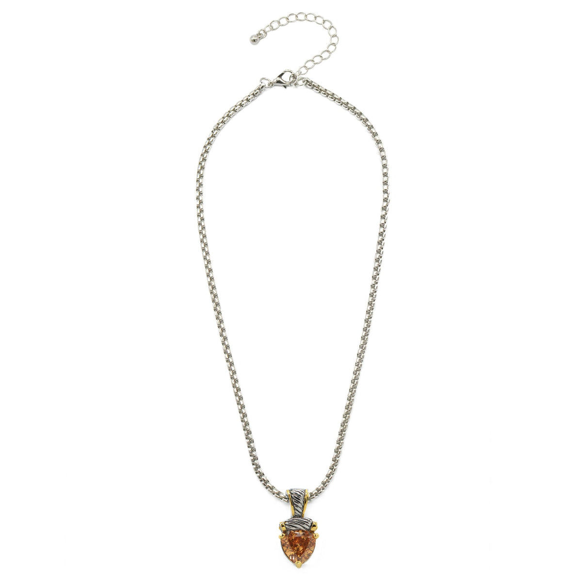 Light Topaz Heart Pendant Necklace – 18