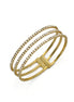 GOLD RHINESTONE CRYSTAL 3 ROW MEMORY COIL WIRE BRACELET #83358CR-G