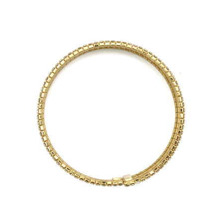 GOLD RHINESTONE CRYSTAL 3 ROW MEMORY COIL WIRE BRACELET #83358CR-G