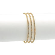 GOLD RHINESTONE CRYSTAL 3 ROW MEMORY COIL WIRE BRACELET #83358CR-G